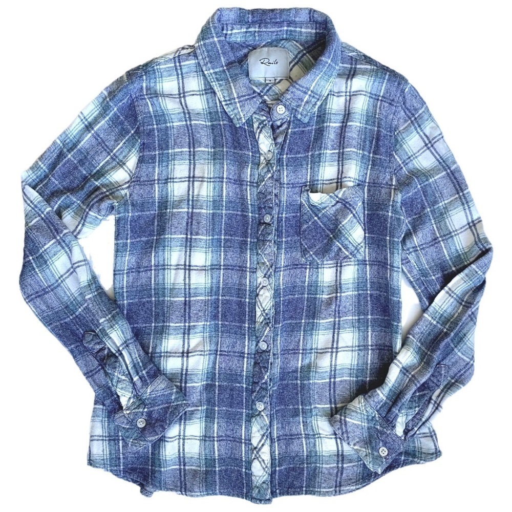 RAILS Blue Plaid Flannel Button Down Shirt S XS